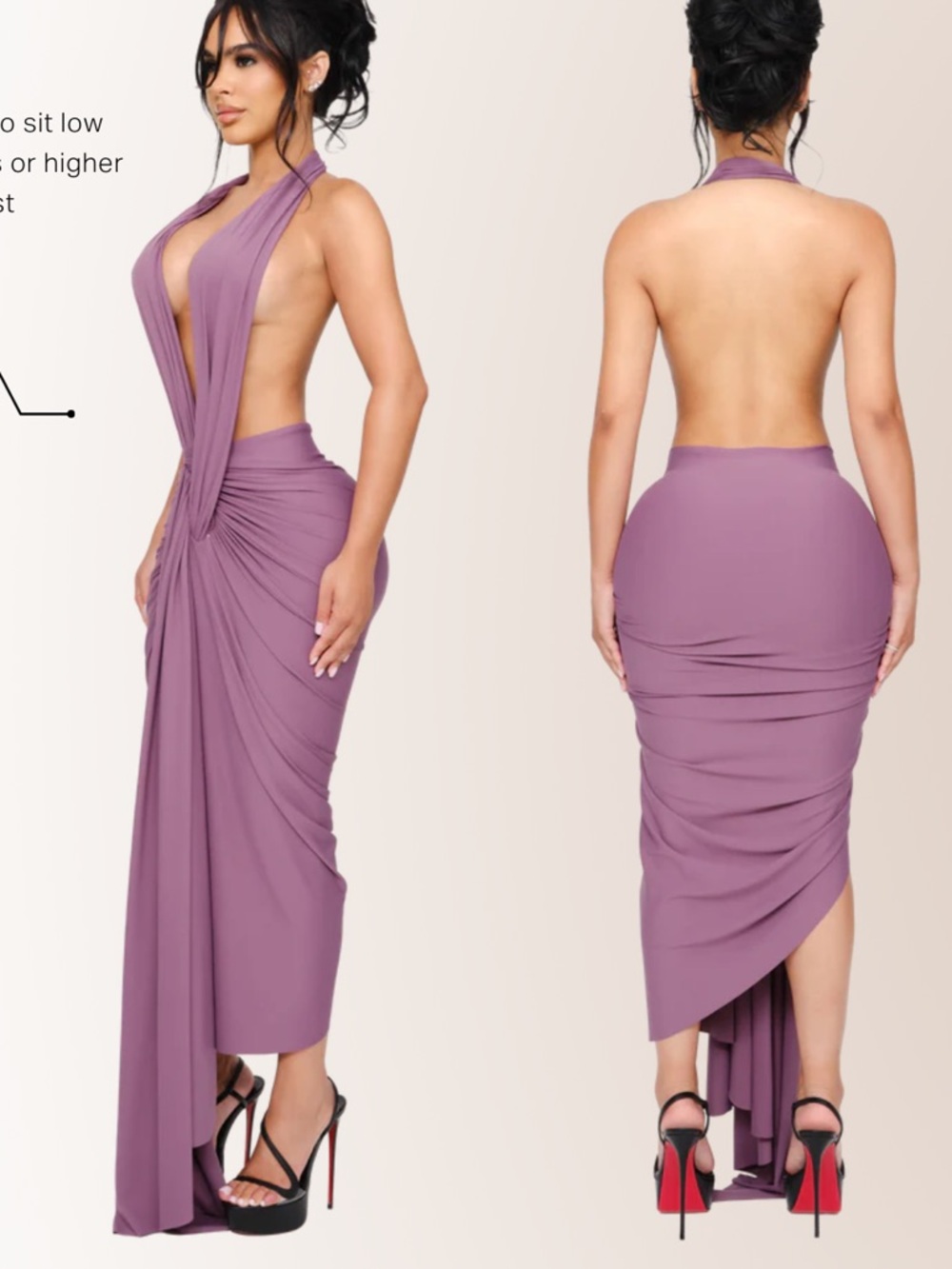 Dione Halter Midi Dress - Wilted Plum